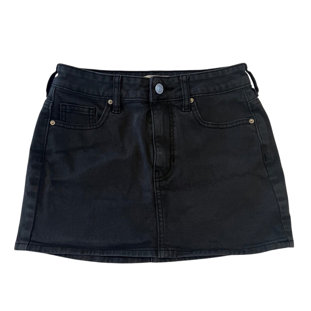 PacSun Womens Black/Charcoal Denim Mini Skirt High Waisted Size 23 Stretch